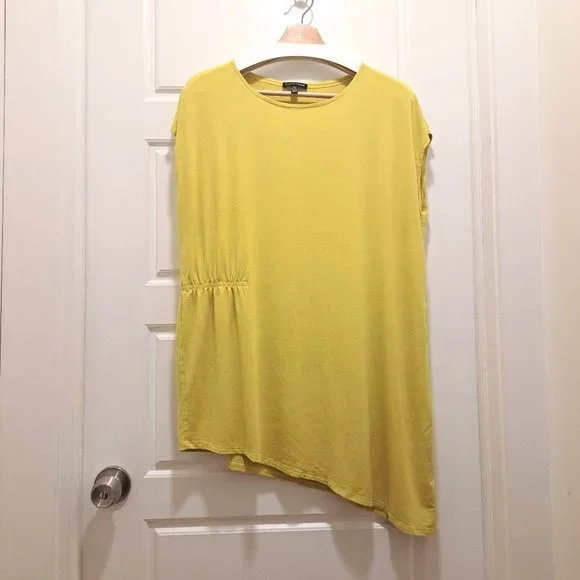Eileen Fisher Yarrow Viscose Jersey Asymmetric Tunic Size Large - Picture 2 of 8